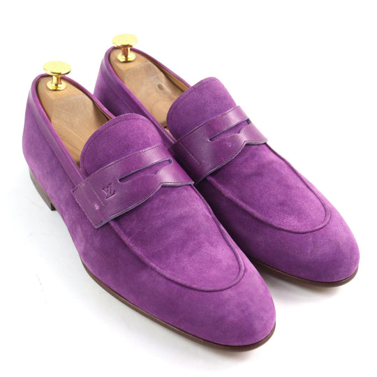 LOUIS VUITTON loafers Main: Suede leather purple mens 7 Used Authentic