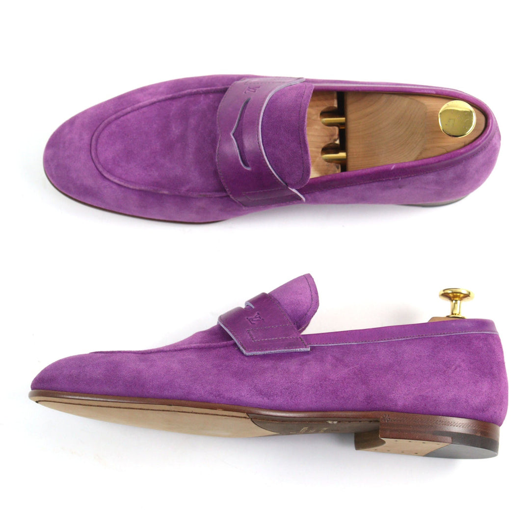LOUIS VUITTON loafers Main: Suede leather purple mens 7 Used Authentic