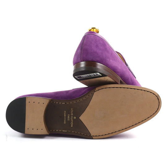 LOUIS VUITTON loafers Main: Suede leather purple mens 7 Used Authentic