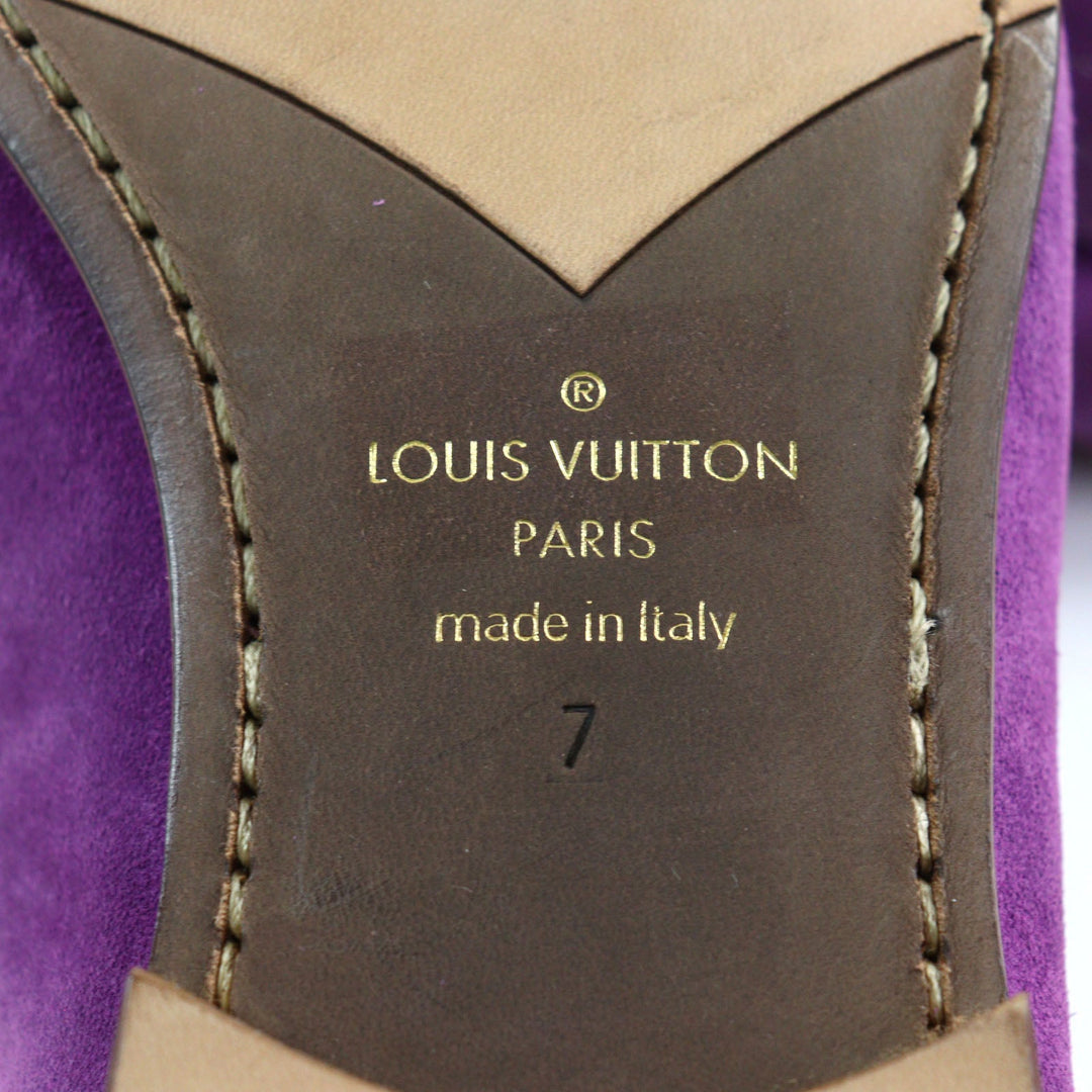 LOUIS VUITTON loafers Main: Suede leather purple mens 7 Used Authentic