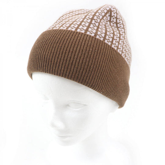HERMES Knit cap cashmere Brown pink M