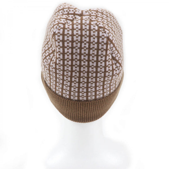 HERMES Knit cap cashmere Brown pink M