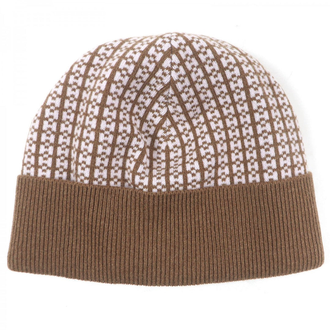 HERMES Knit cap cashmere Brown pink M