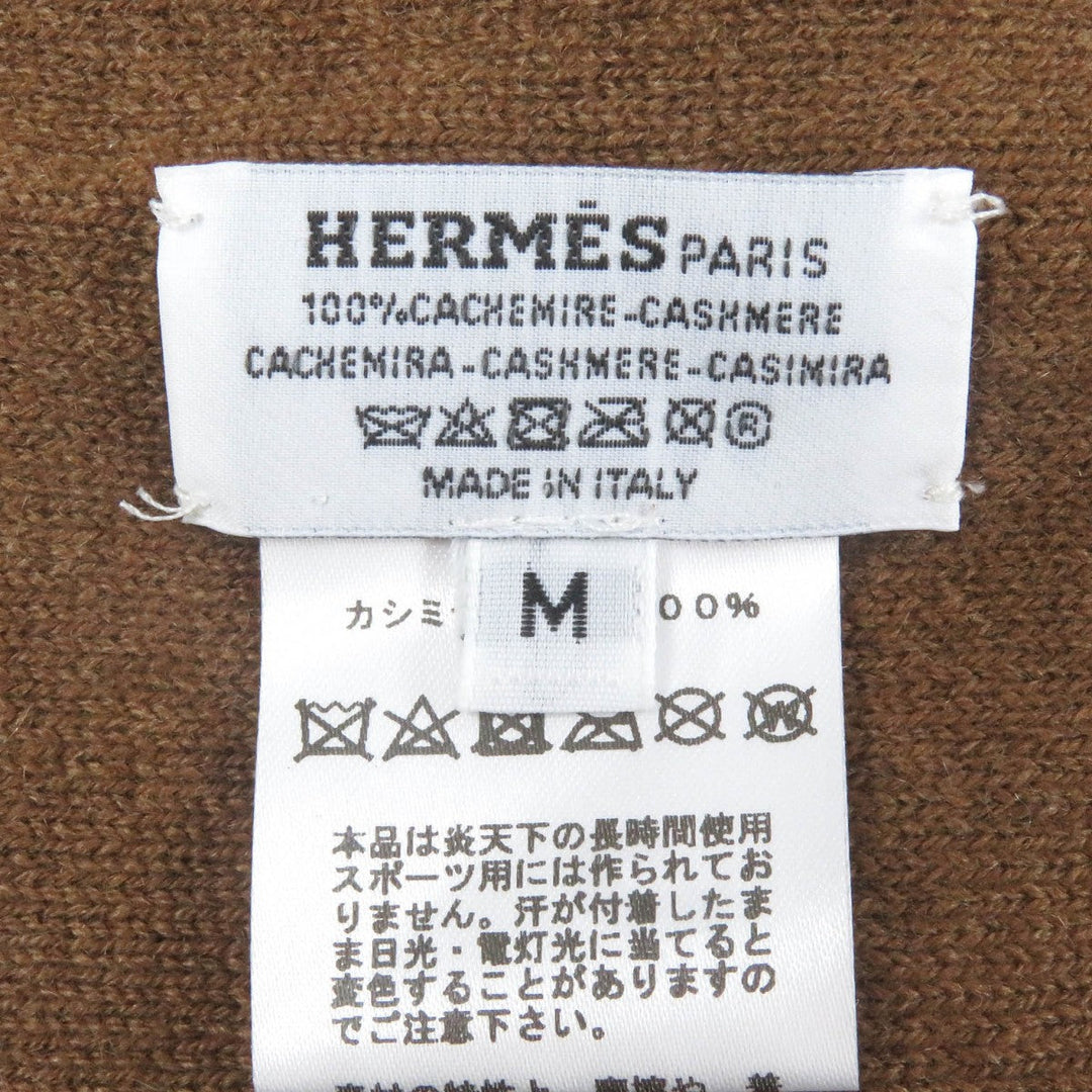 HERMES Knit cap cashmere Brown pink M