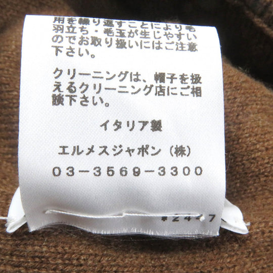 HERMES Knit cap cashmere Brown pink M