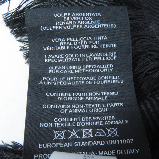 GUCCI scarf 355468 Main: 65% silk, Main: 35% wool, Leather part: fox black Women Used Authentic