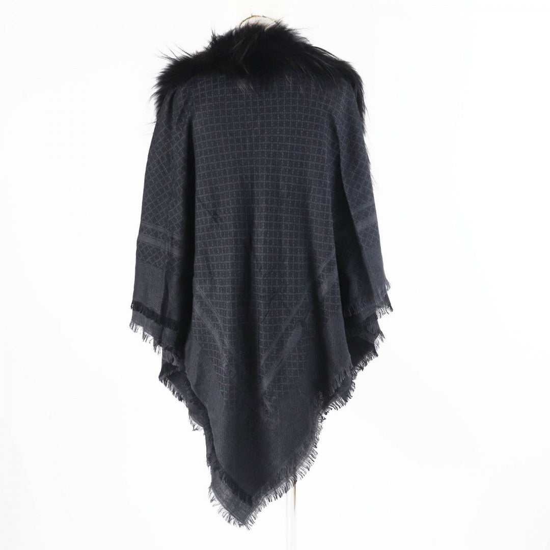 GUCCI scarf 355468 Main: 65% silk, Main: 35% wool, Leather part: fox black Women Used Authentic