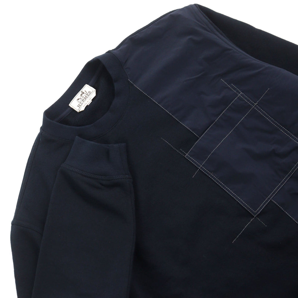HERMES sweat Main: 100% cotton, part: 80% nylon, part: 20% polyurethane, part: 90% cotton, part: 10% polyurethane Navy mens XL Used Authentic