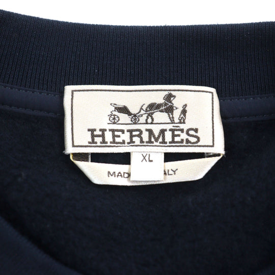 HERMES sweat Main: 100% cotton, part: 80% nylon, part: 20% polyurethane, part: 90% cotton, part: 10% polyurethane Navy mens XL Used Authentic