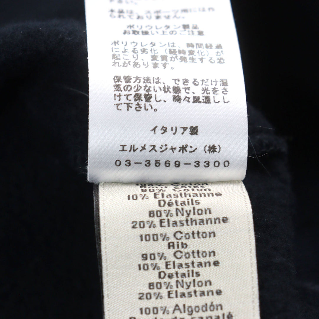 HERMES sweat Main: 100% cotton, part: 80% nylon, part: 20% polyurethane, part: 90% cotton, part: 10% polyurethane Navy mens XL Used Authentic
