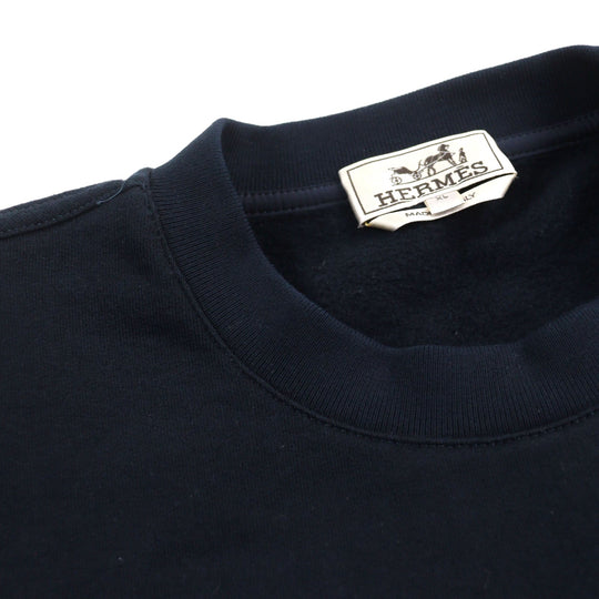 HERMES sweat Main: 100% cotton, part: 80% nylon, part: 20% polyurethane, part: 90% cotton, part: 10% polyurethane Navy mens XL Used Authentic