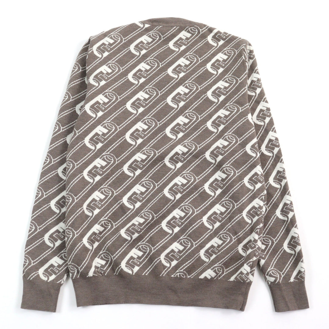 FENDI knit FZX061 Outer material: 100% virgin wool Brown white mens 48 Used Authentic