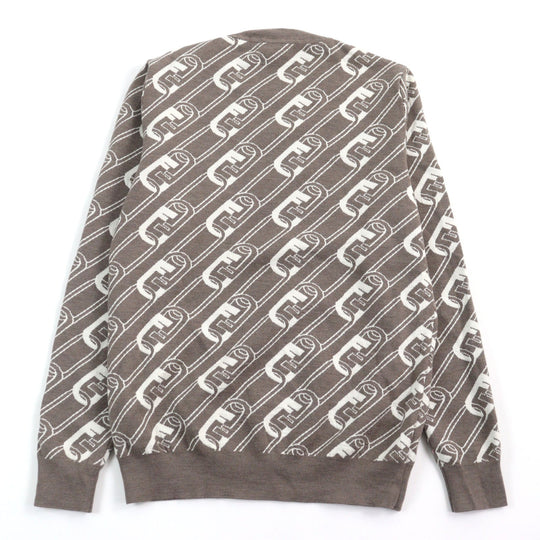 FENDI knit FZX061 Outer material: 100% virgin wool Brown white mens 48 Used Authentic