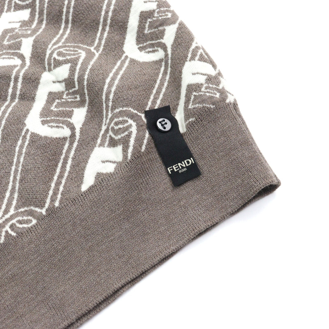 FENDI knit FZX061 Outer material: 100% virgin wool Brown white mens 48 Used Authentic