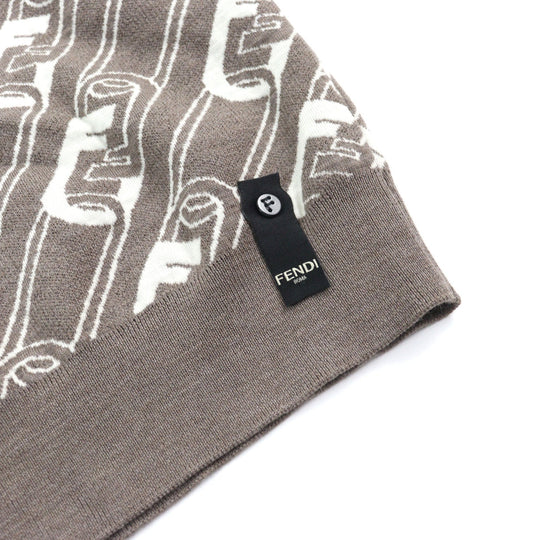 FENDI knit FZX061 Outer material: 100% virgin wool Brown white mens 48 Used Authentic