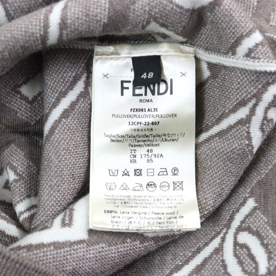 FENDI knit FZX061 Outer material: 100% virgin wool Brown white mens 48 Used Authentic