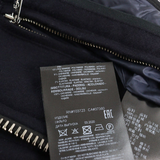 GIORGIO ARMANI coat 0WGOL059 Outer: 100% cashmere, Part: 100% polyurethane, Lining: 100% polyamide (nylon), Part: 62% virgin wool, Part: 10% polyamide (nylon) Navy mens 50R Used Authentic