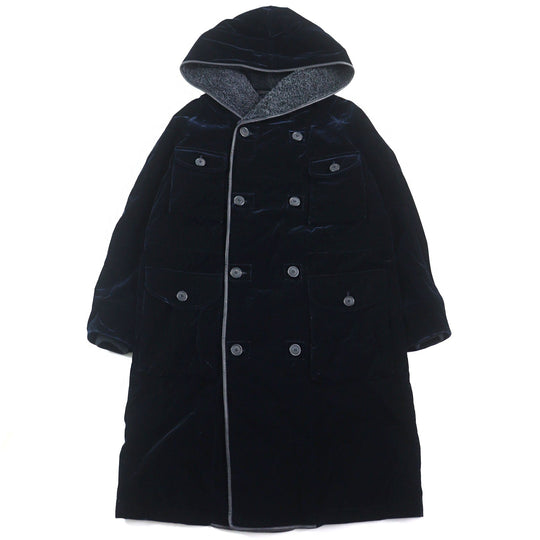GIORGIO ARMANI coat 0WGOL05E Outer: 66% viscose (rayon), Outer: 32% cupra, Outer: 2% elastane (polyurethane), Part: 100% polyurethane, Lining: 65% acetate, 8% polyamide, 2% elastane, Filling: 100% polyester Dark navy mens 50R Used Authentic