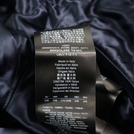 GIORGIO ARMANI coat 0WGOL05E Outer: 66% viscose (rayon), Outer: 32% cupra, Outer: 2% elastane (polyurethane), Part: 100% polyurethane, Lining: 65% acetate, 8% polyamide, 2% elastane, Filling: 100% polyester Dark navy mens 50R Used Authentic