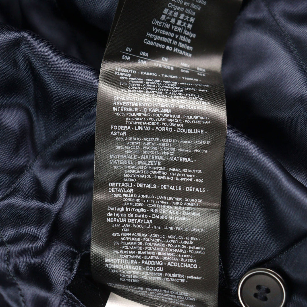 GIORGIO ARMANI coat 0WGOL05E Outer: 66% viscose (rayon), Outer: 32% cupra, Outer: 2% elastane (polyurethane), Part: 100% polyurethane, Lining: 65% acetate, 8% polyamide, 2% elastane, Filling: 100% polyester Dark navy mens 50R Used Authentic
