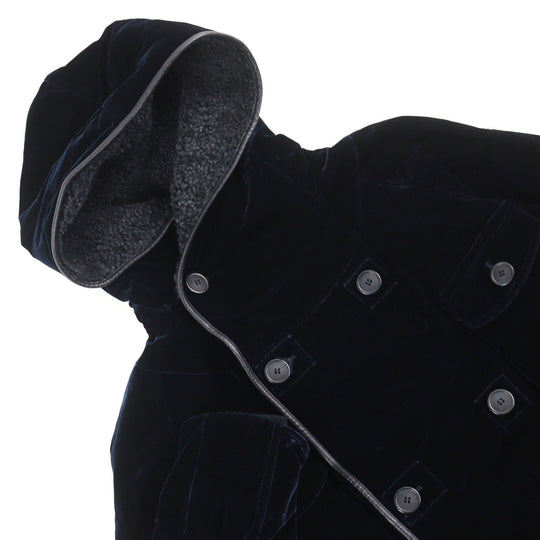 GIORGIO ARMANI coat 0WGOL05E Outer: 66% viscose (rayon), Outer: 32% cupra, Outer: 2% elastane (polyurethane), Part: 100% polyurethane, Lining: 65% acetate, 8% polyamide, 2% elastane, Filling: 100% polyester Dark navy mens 50R Used Authentic