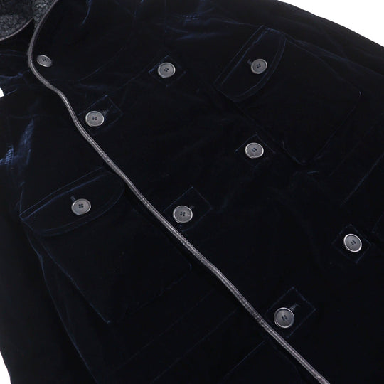 GIORGIO ARMANI coat 0WGOL05E Outer: 66% viscose (rayon), Outer: 32% cupra, Outer: 2% elastane (polyurethane), Part: 100% polyurethane, Lining: 65% acetate, 8% polyamide, 2% elastane, Filling: 100% polyester Dark navy mens 50R Used Authentic