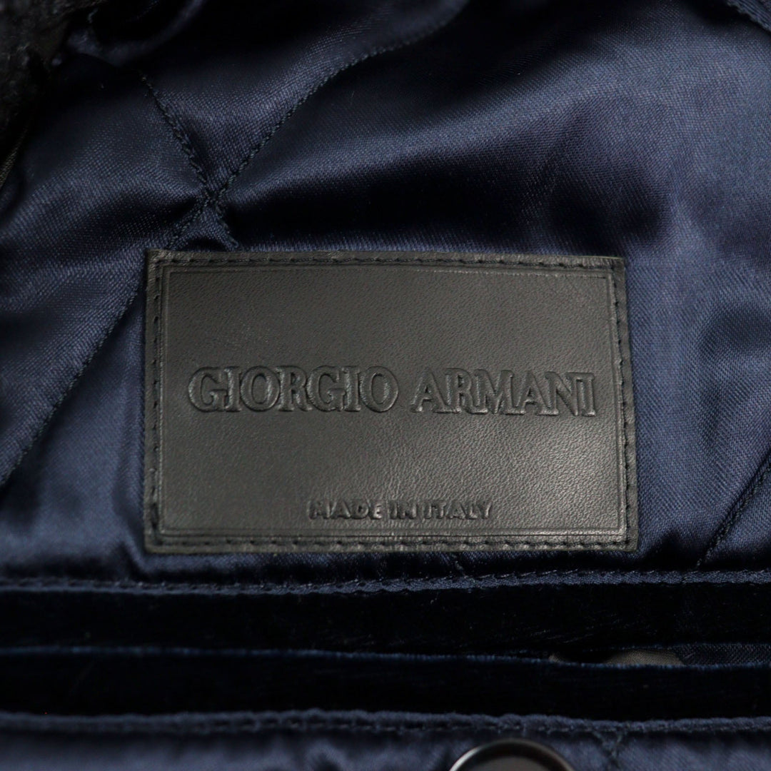 GIORGIO ARMANI coat 0WGOL05E Outer: 66% viscose (rayon), Outer: 32% cupra, Outer: 2% elastane (polyurethane), Part: 100% polyurethane, Lining: 65% acetate, 8% polyamide, 2% elastane, Filling: 100% polyester Dark navy mens 50R Used Authentic