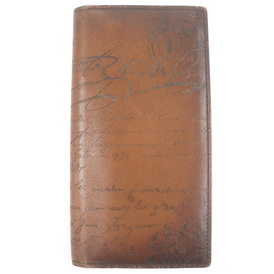 Berluti Long Wallet Purse Main: Leather Brown Santal mens Used Authentic