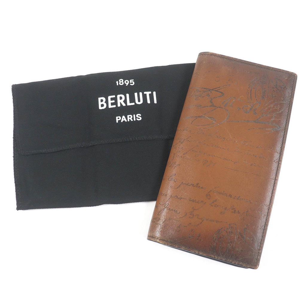 Berluti Long Wallet Purse Main: Leather Brown Santal mens Used Authentic