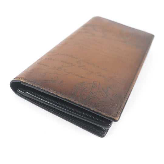 Berluti Long Wallet Purse Main: Leather Brown Santal mens Used Authentic