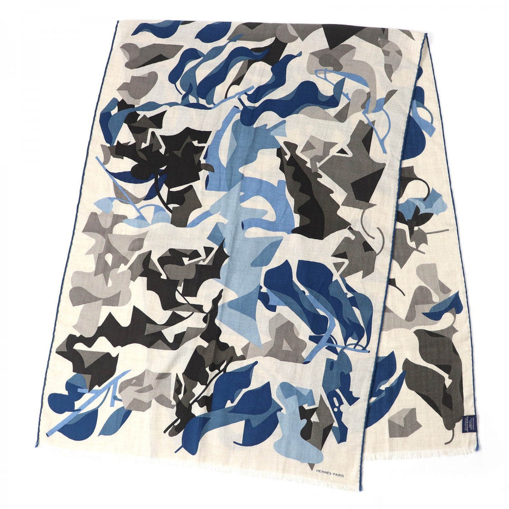 HERMES Stall 693950T cashmere blue Rectangle PUZZLE VEGETAL