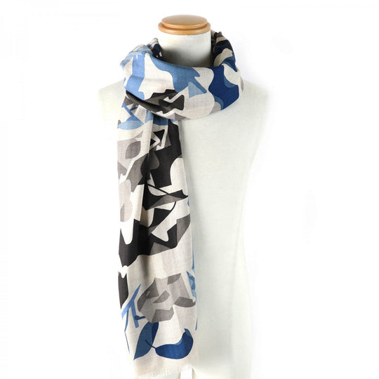 HERMES Stall 693950T cashmere blue Rectangle PUZZLE VEGETAL