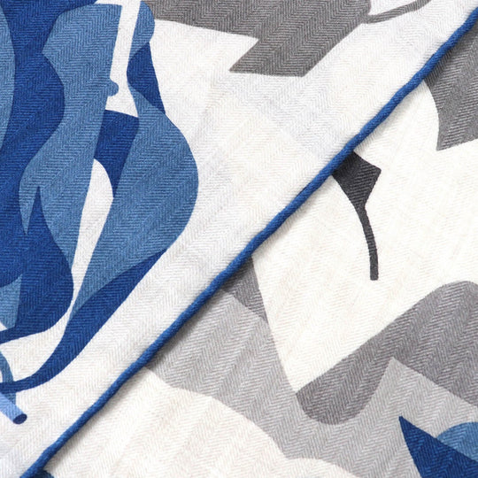 HERMES Stall 693950T cashmere blue Rectangle PUZZLE VEGETAL