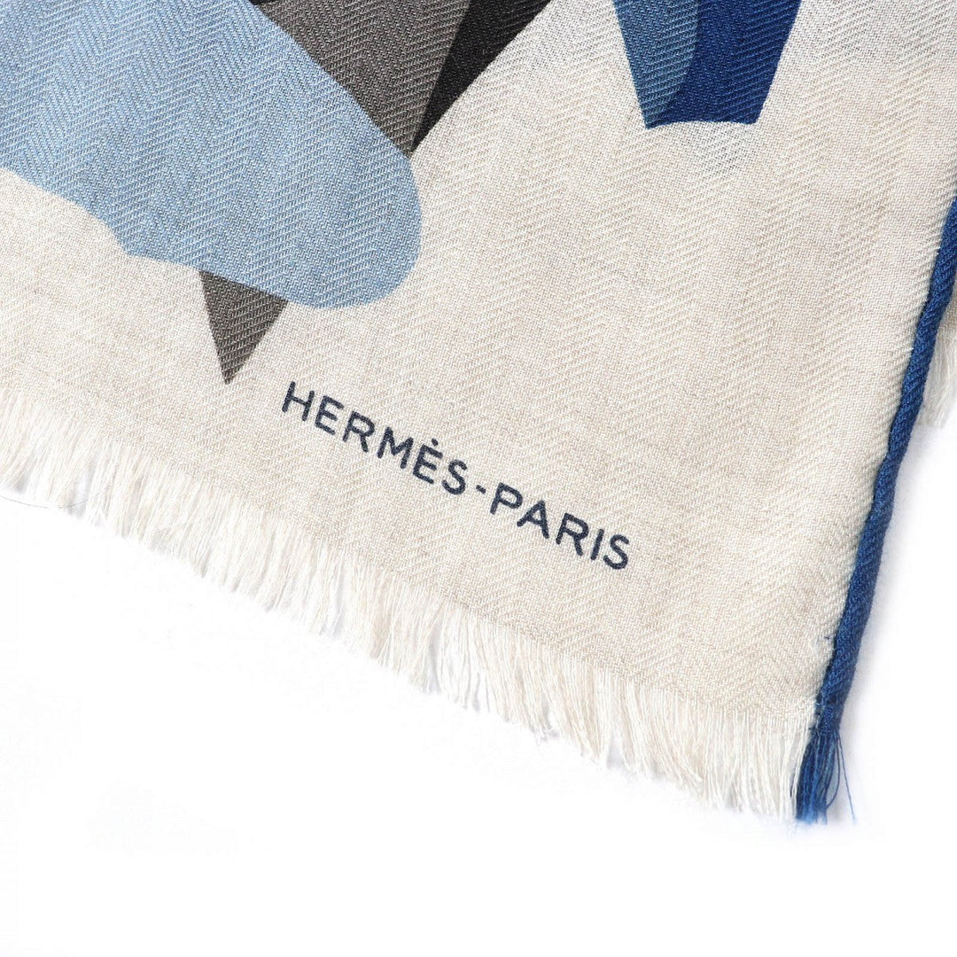 HERMES Stall 693950T cashmere blue Rectangle PUZZLE VEGETAL