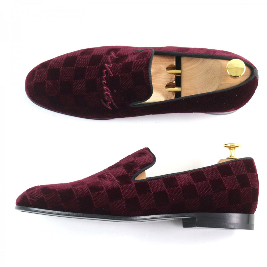 LOUIS VUITTON Slip-on Main: Velour Bordeaux Auteuil line mens 7 Used Authentic