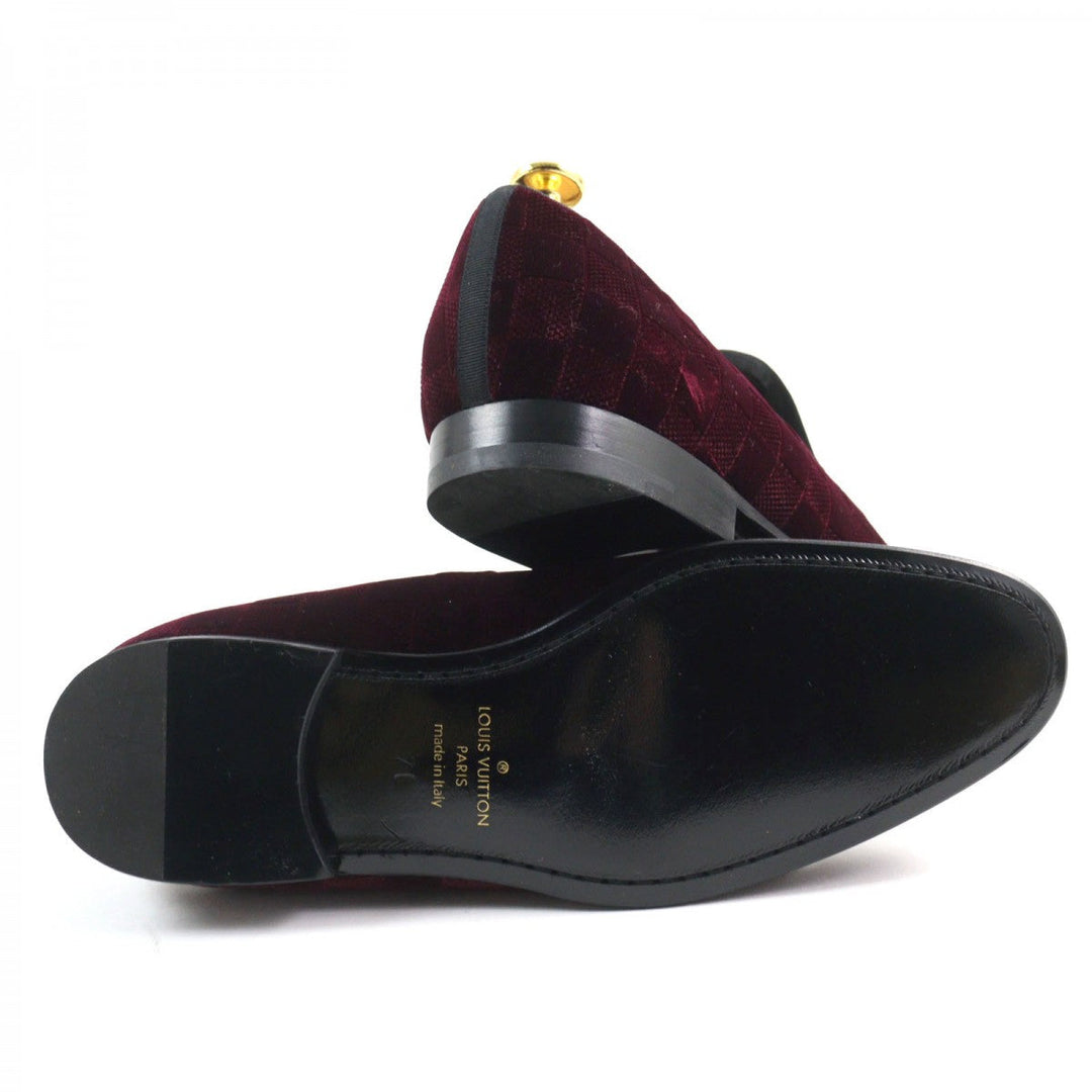 LOUIS VUITTON Slip-on Main: Velour Bordeaux Auteuil line mens 7 Used Authentic