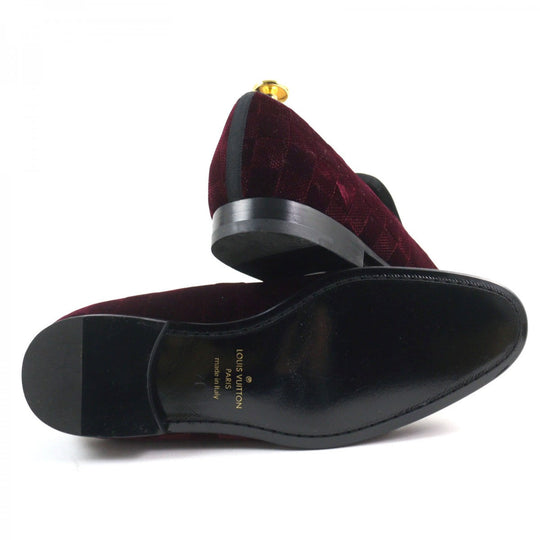 LOUIS VUITTON Slip-on Main: Velour Bordeaux Auteuil line mens 7 Used Authentic