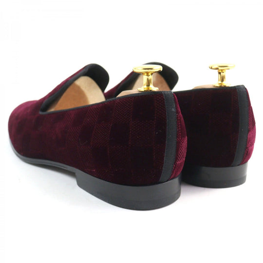 LOUIS VUITTON Slip-on Main: Velour Bordeaux Auteuil line mens 7 Used Authentic
