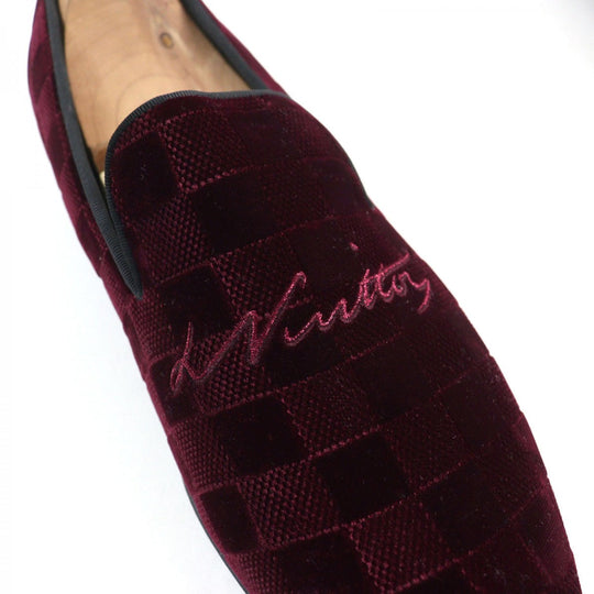 LOUIS VUITTON Slip-on Main: Velour Bordeaux Auteuil line mens 7 Used Authentic