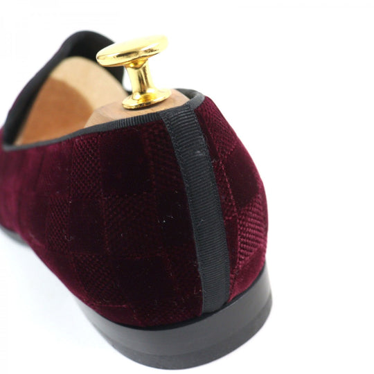 LOUIS VUITTON Slip-on Main: Velour Bordeaux Auteuil line mens 7 Used Authentic