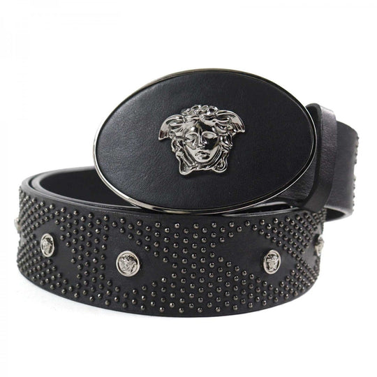 VERSACE belt Main: Leather black mens Used Authentic