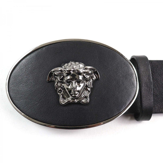 VERSACE belt Main: Leather black mens Used Authentic