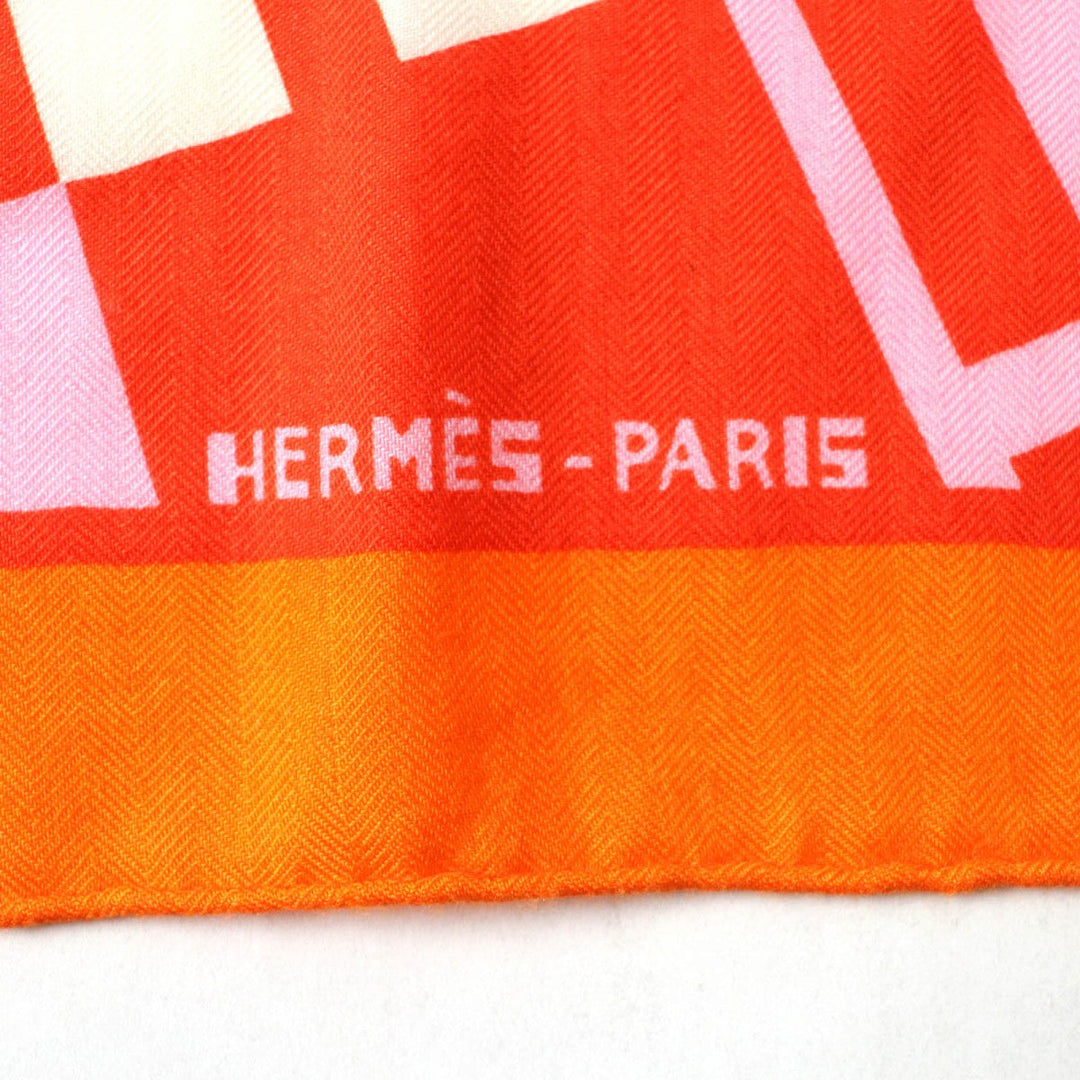 HERMES Stall Main: 70% cashmere, Main: 30% silk Multi Caregean Women Used Authentic