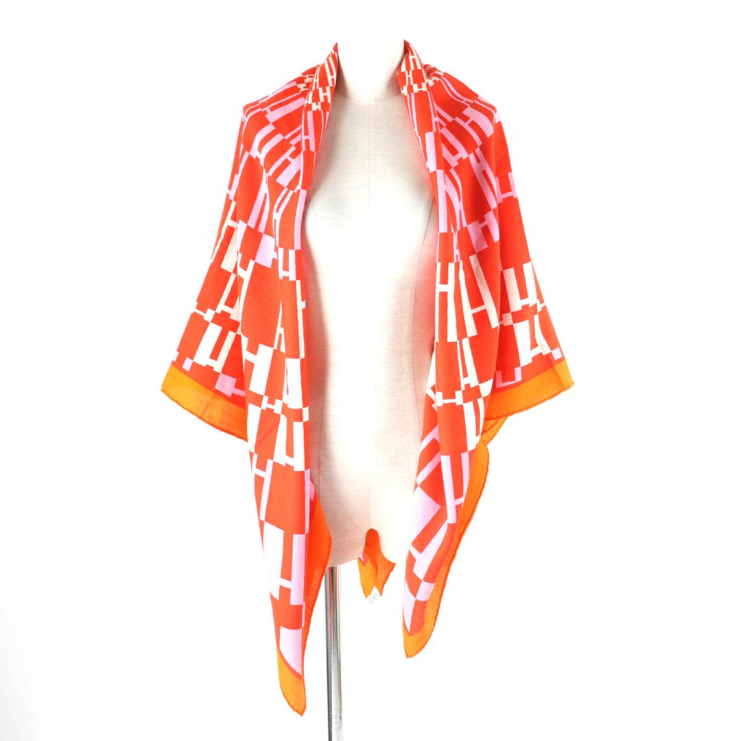 HERMES Stall Main: 70% cashmere, Main: 30% silk Multi Caregean Women Used Authentic