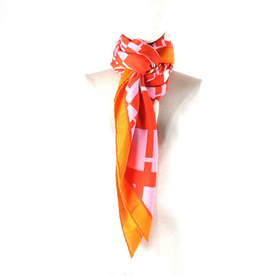 HERMES Stall Main: 70% cashmere, Main: 30% silk Multi Caregean Women Used Authentic
