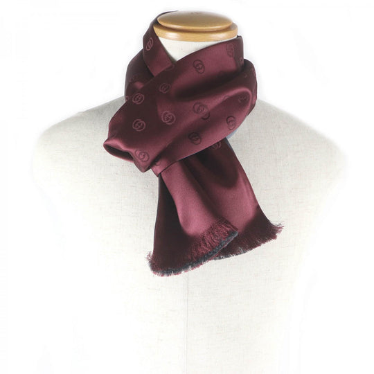 GUCCI Scarf Main: 100% silk Bordeaux mens Used Authentic