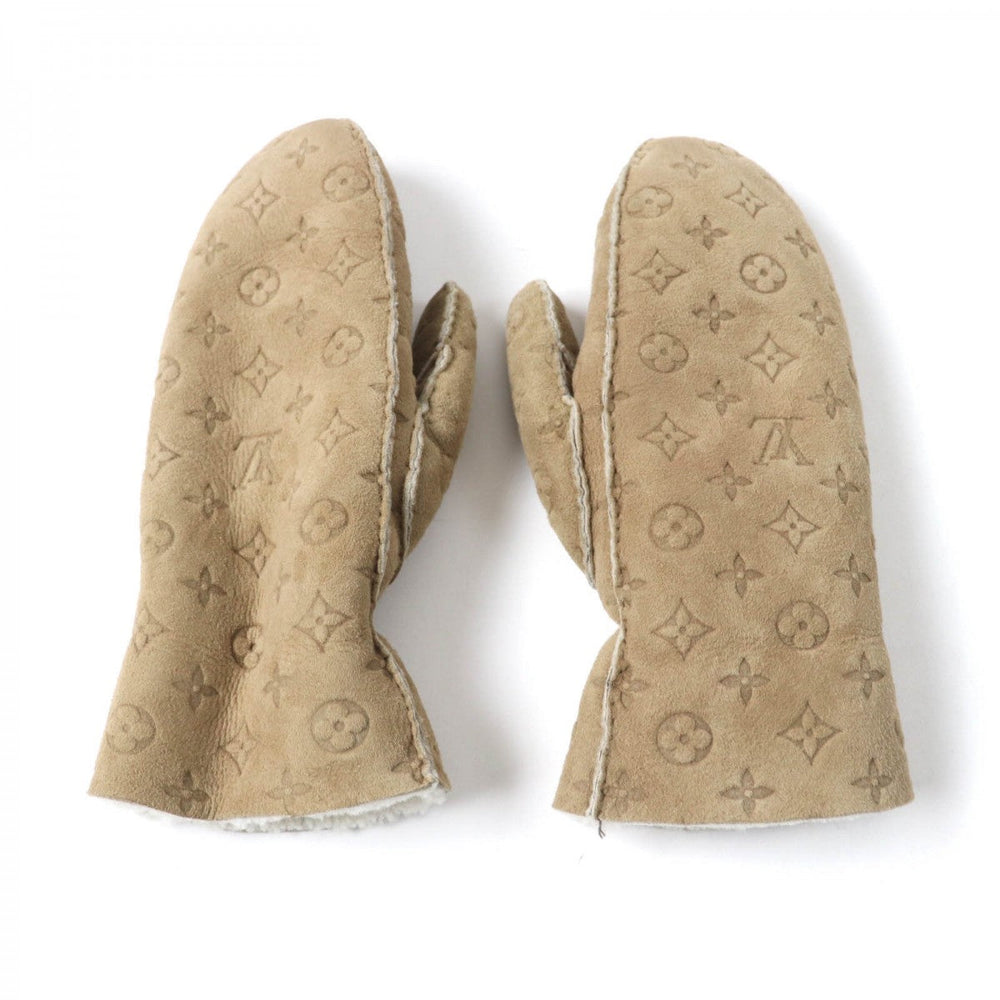 LOUIS VUITTON gloves M76453 Main: Sheep leather beige Muff Sharlingram Women Used Authentic