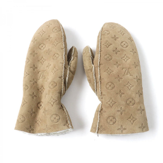 LOUIS VUITTON gloves M76453 Main: Sheep leather beige Muff Sharlingram Women Used Authentic