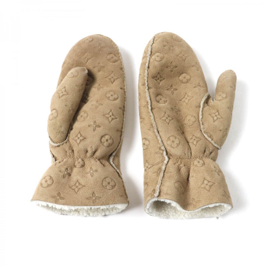 LOUIS VUITTON gloves M76453 Main: Sheep leather beige Muff Sharlingram Women Used Authentic