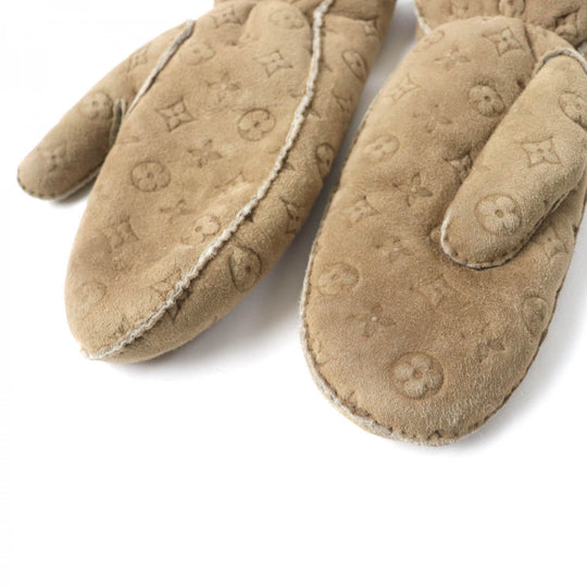 LOUIS VUITTON gloves M76453 Main: Sheep leather beige Muff Sharlingram Women Used Authentic